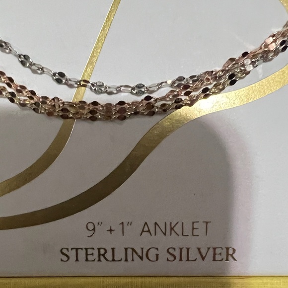 Three Colour Toned Sterling Silver Anklet - Picture 3 of 3